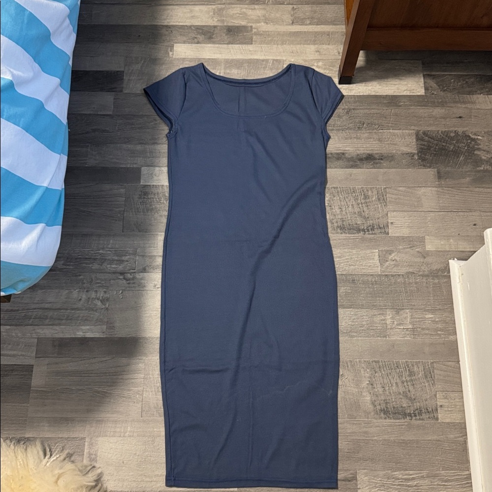 Navy Blue Short Sleeve Dress